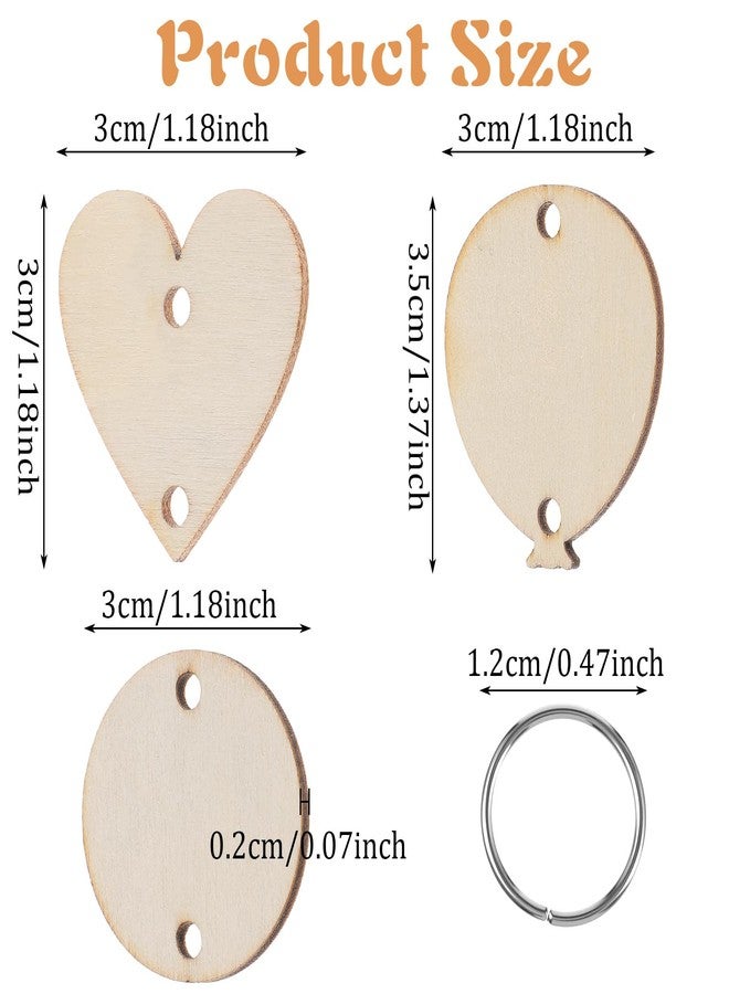 Exircy 210Pcs Family Birthday Plaque Tags Wooden Heart Balloon Circle Tags with Holes and Ring DIY Wooden Ornaments Embellishments for Family Sign Birthday Calendar, Valentine, Chore Board Wood Crafts - Image 2
